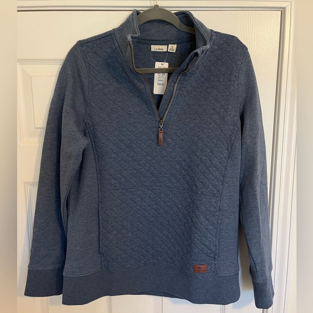 Womens L.L. Bean quilted quarter zip. NWT.
